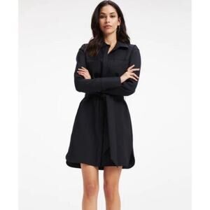 NWT Good American Women's Black scuba Button Down Shirt Dress Size 4